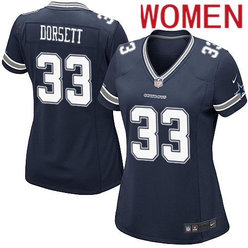 Women Dallas Cowboys #33 Tony Dorsett Nike Navy Game Team NFL Jersey->women nfl jersey->Women Jersey